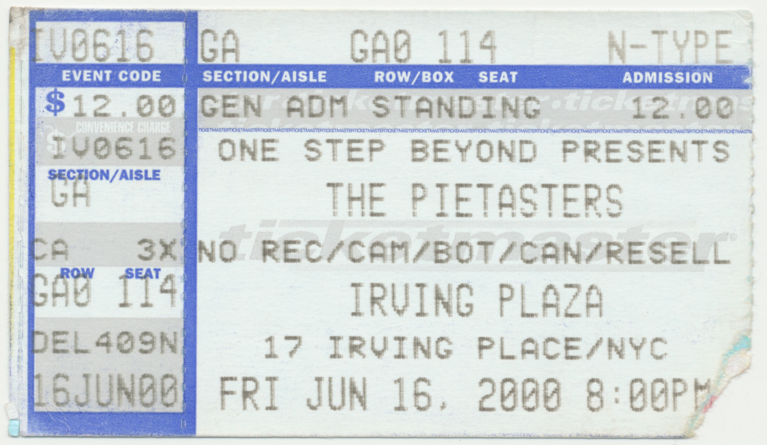 The Pietasters - Irving Plaza, New York - June 16, 2000 concert - My ...
